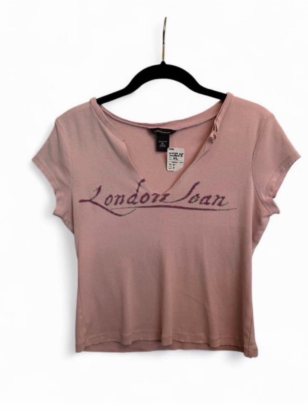 ARCHIVAL ULTRA RARE Y2K LONDON JEAN Dusty Rose Tee as worn by Adriana Lima/VS XL
